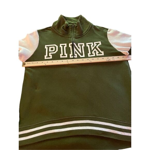 Victoria Secret Pink Olive Green 1/4 zip Pull over sweater Jacket Size XS - Picture 5 of 12